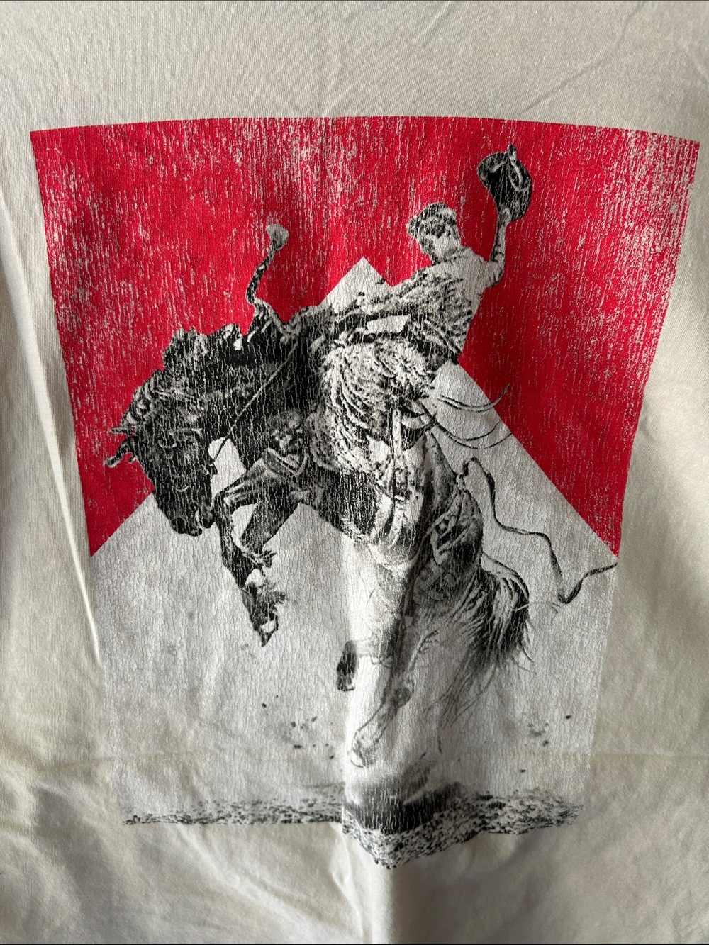Comfort Colors Off White Short-Sleeve Tee with Red Rodeo Graphic NWOT